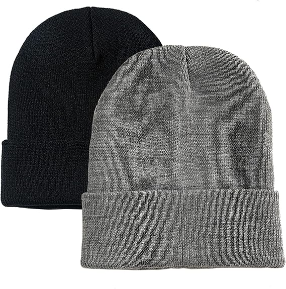 1&2 Pack Beanie for Men Women Slouchy Beanie Hats Winter Knit Caps Soft Ski Hat Unisex