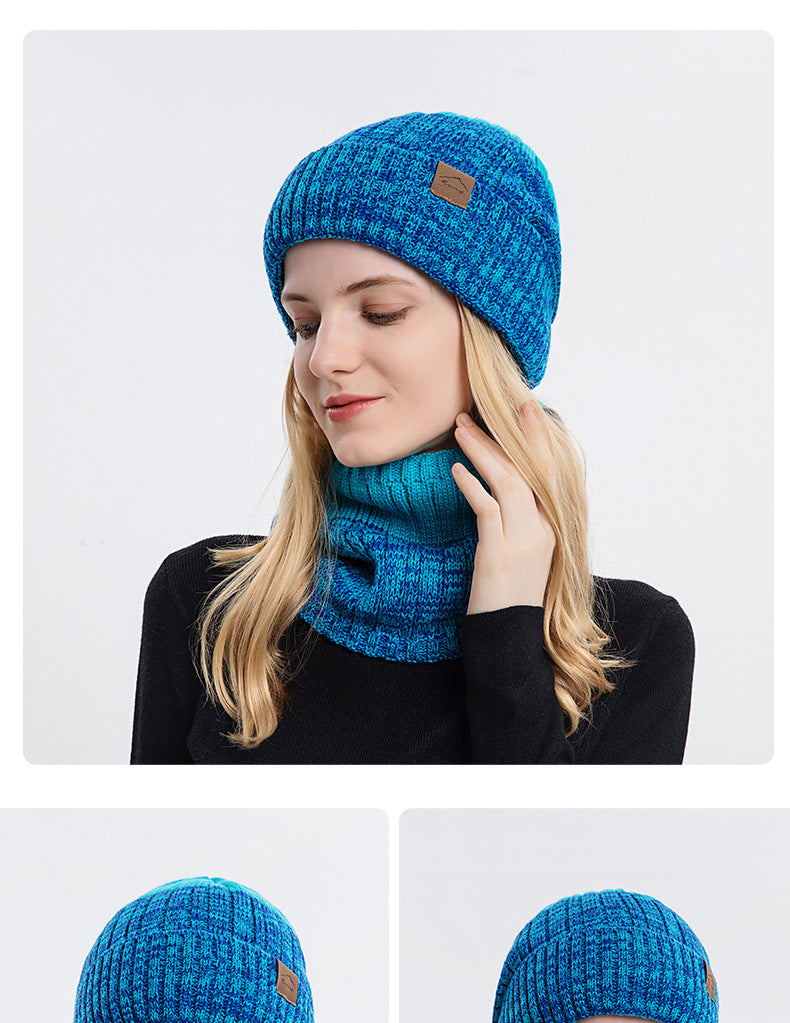 Waterproof Windproof Beanie with neck scarf set - Thick Fleece Lined Knit Winter Hat for Women Warm Watch Cap for Cold Weather（Royal Blue）