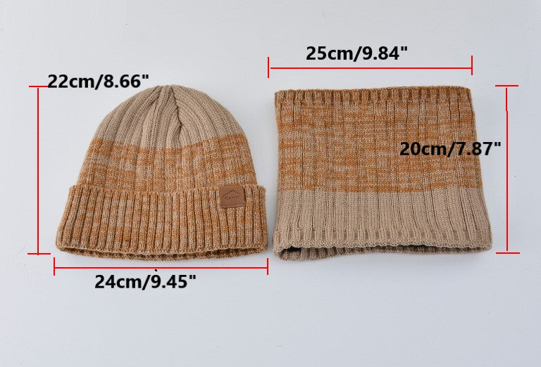 Waterproof Windproof Beanie with neck scarf set - Thick Fleece Lined Knit Winter Hat for Women Warm Watch Cap for Cold Weather（Pink）